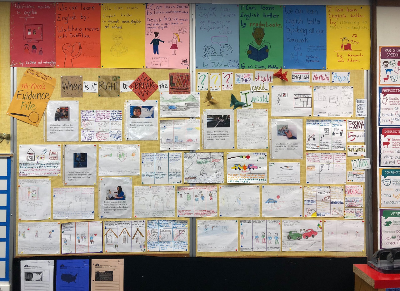 Image showing a wall covered with students' posters