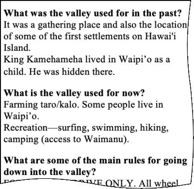 Image of document showing sample questions and some answers